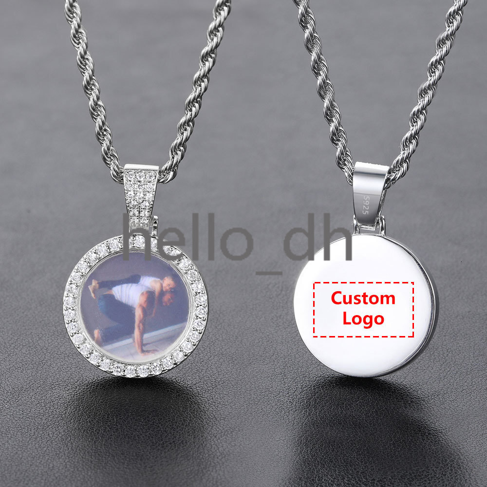 Hip Hop Fine Jewelry Round Vvs Moissanite Custom Photo Pendant 925 Sterling Silver 25mm Small Picture Pendant Tariff Free