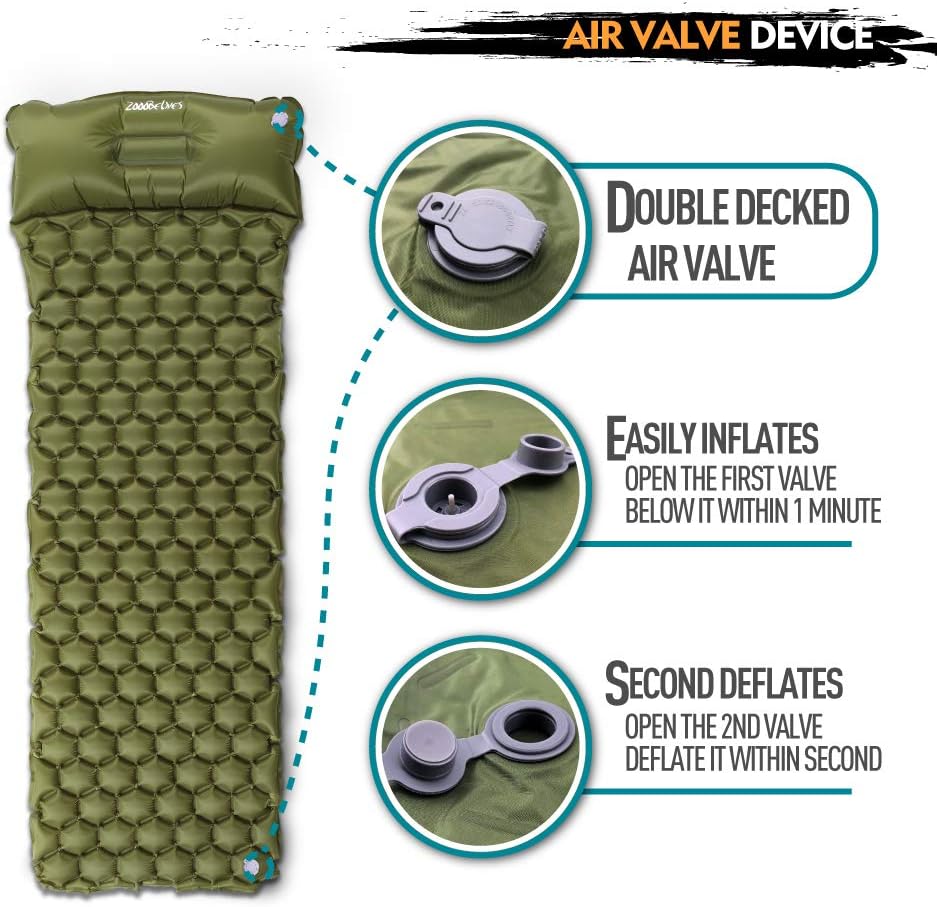 Compact Portable Waterproof Reusable Airbed Mattresses by 40D Nylon Material Great Addition To Your Travel Gear