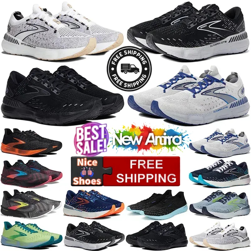 2025 brook Glycerin Gts 20 Ghost 15 16 Men's Brand Running Shoes Women's Designer Sports Shoes Three black, white, yellow outdoor Sports
