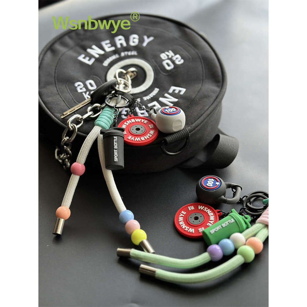 Designer Keychain Bag Charm Keychain Wallet PVC Silicone Mini Barbell Plate Sports Fiess Small Pendant Keychain Gift