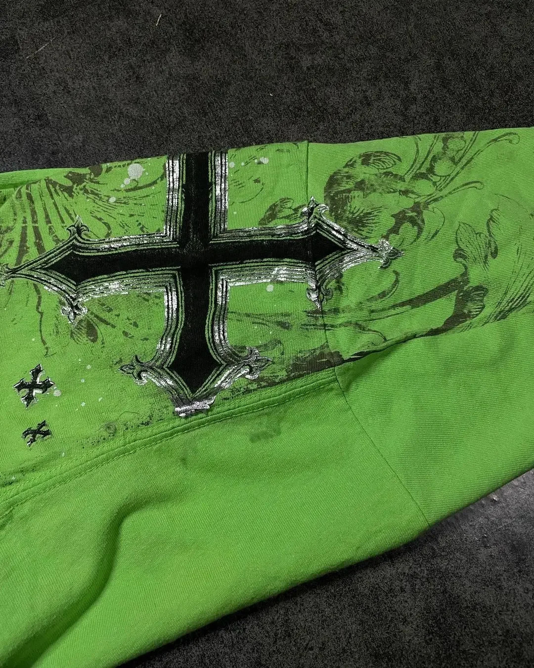 Y2K Summer Retro Green Fashion Skull Extra Large Pattern Printed T-shirt Mens Harajuku Gothic Hip Hop Sports Top StreetWear 250822