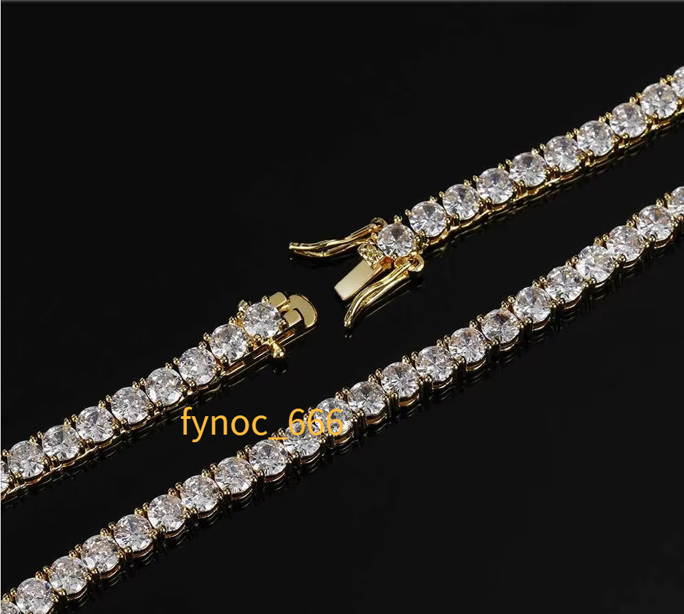 Hip Hop Iced Out 5mm Moissanite Tennis Necklace 925 Silver Men Women VVS Moissanite Tennis Chain