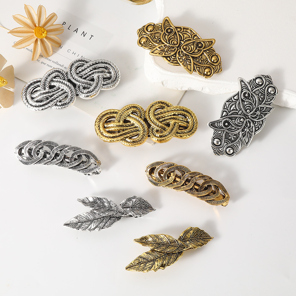 Fashion Alloy Leaf Texture Spring Bangs Clip Hairpin Women's Versatile Hair Accessory SY-8131