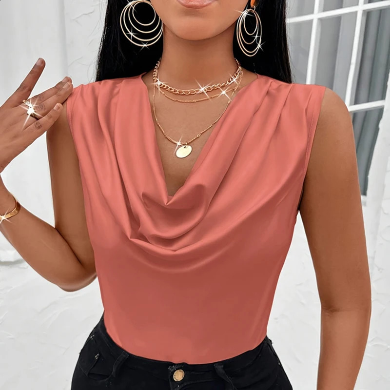 Basic Women SilkLike Satin Tank Tops Vest Summer Sexy Camis For Ladies Strappy Camisole Top Shirts Grunge Femme Cowl Neck y250821