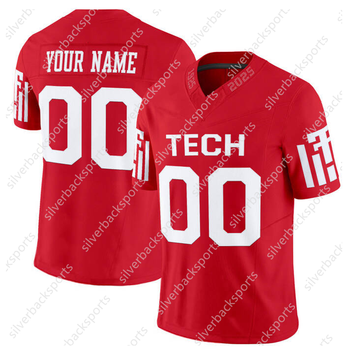 Custom 2025 American College Football Jersey Tech Red Alabama College 90s classic Movie V-Neck Embroidered Stitched Letters with Short sleeve Adult Je