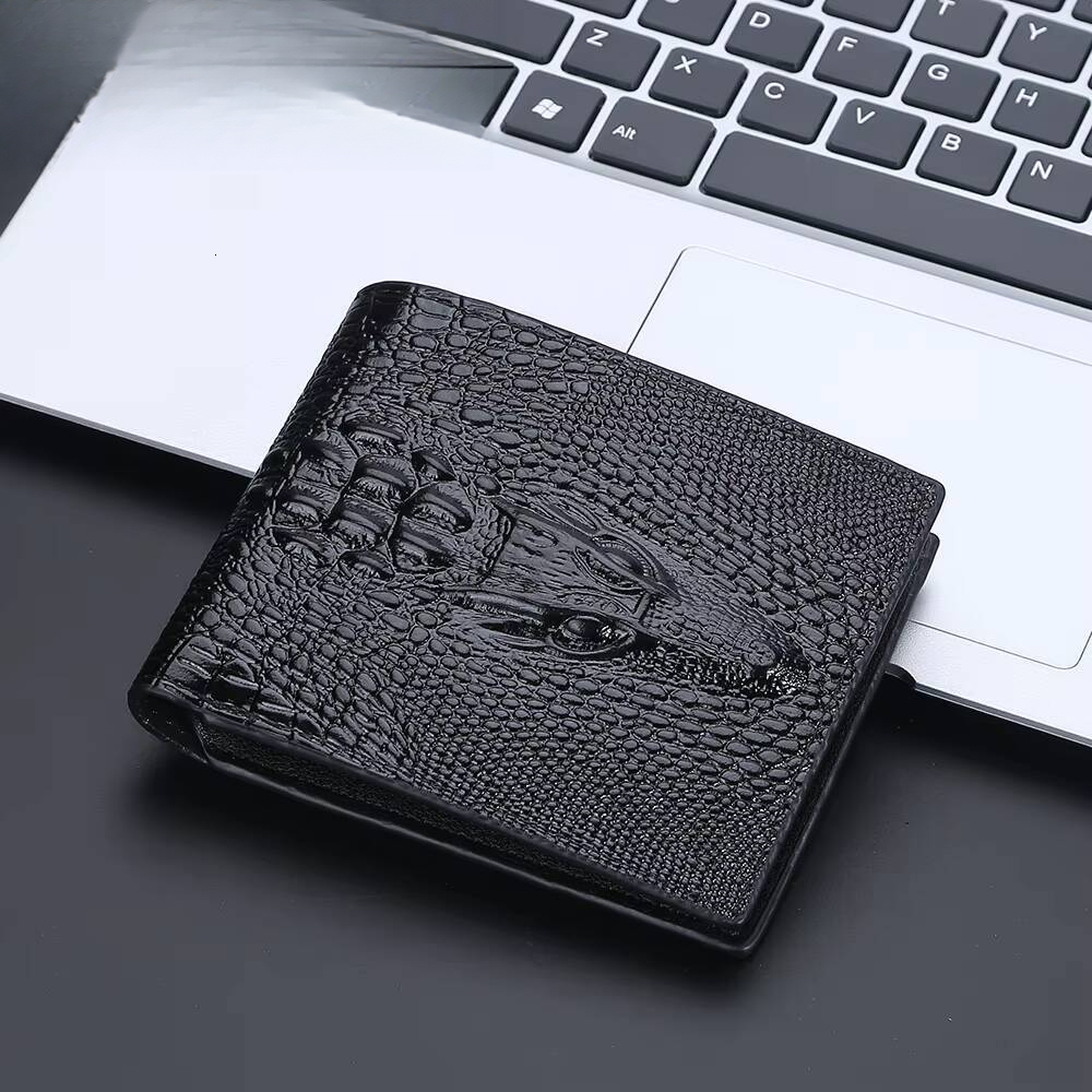 Short Men Wallets Zipper Coin Pocket Crocodile Pattern Men's Wallet Luxury Card Holder PU Leather Classic Male Purse ddmynov