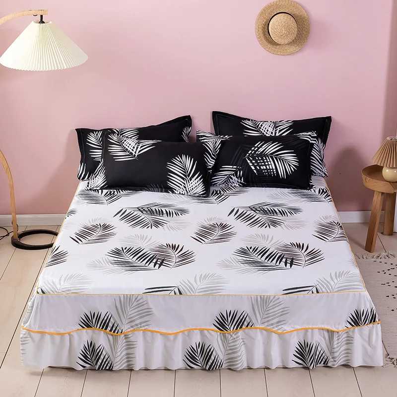 Designer 3 Pcs Bed Covers Modern Couple Luxury Bed Sheet Quilted Elastic Fitted Sheet Height Bed Skirt Anti-Slip Bed Sheets and Lowcases G250822