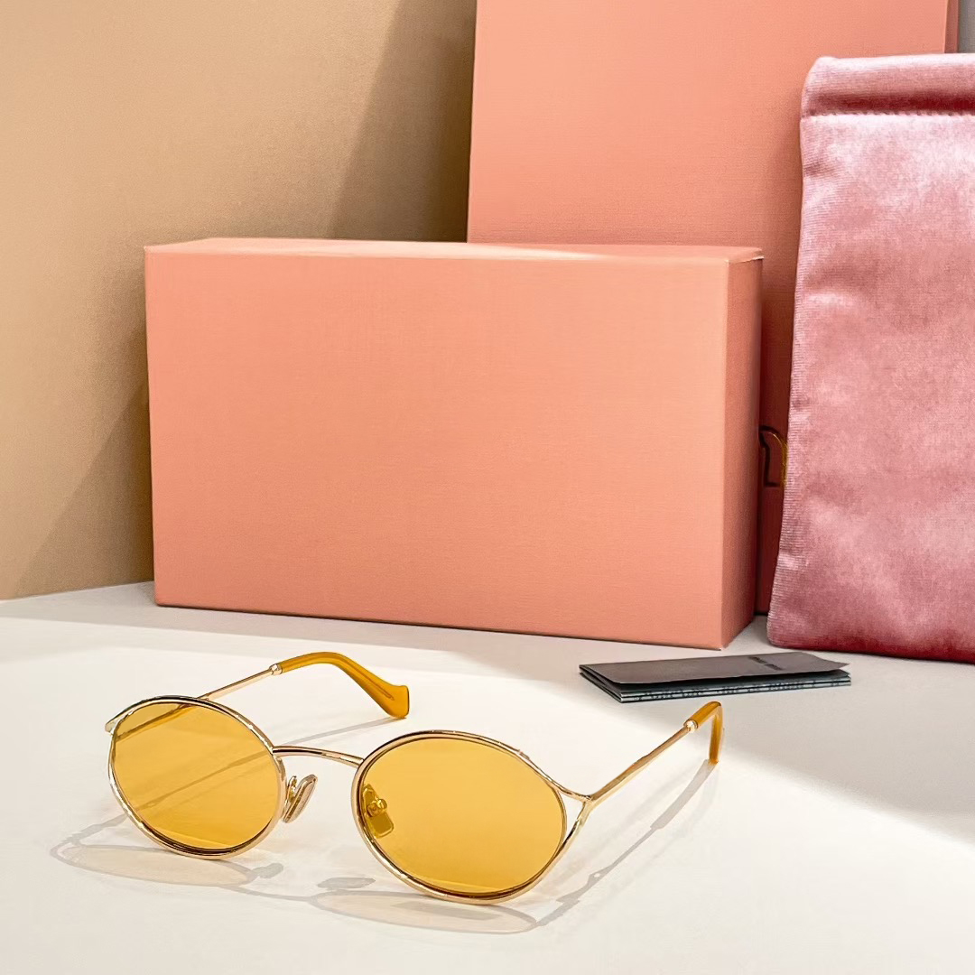 Sunglasses For Men Women Summer Popular 52Y Designer Stylish Outdoor Fashion Style CR39 Anti-Ultraviolet Plate Metal Oval Full Frame Glasses Random Box 52