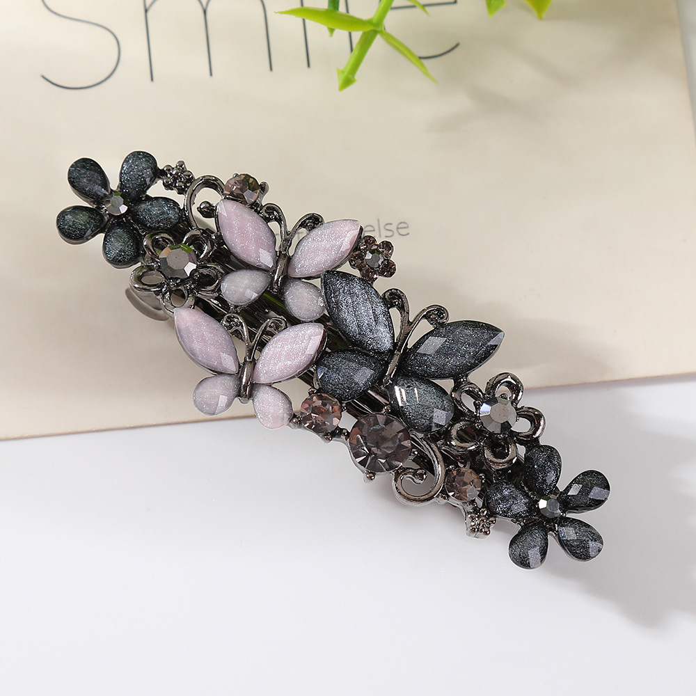 Korean Style Elegant Mom Spring Butterfly Flower Horizontal Back of Head Top Ponytail Clip Hair Accessories SY-8026