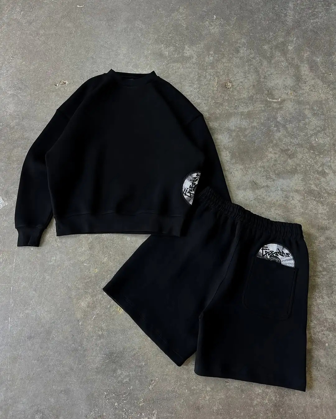 Grey Disc Pattern Mens Shorts Set Sporty Casual Wear Comfortable Loose Tracksuit Breathable Fabric Minimalist Modern Athleisure 251023