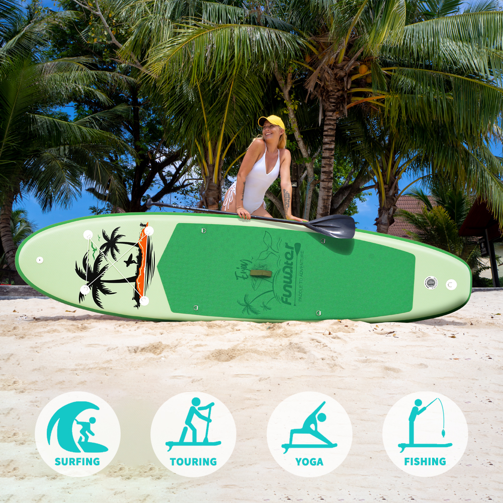 FunWater Surfboard paddleboard 335*83*15CM inflatable stand up paddle board sup supboard padel water sport with Backpack Paddles coconut tree koi monk