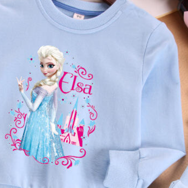 Disney Children's Designer Clothing Girls' designer clothing Princess Elsa's holiday outfit Set with princess print design Soft and com