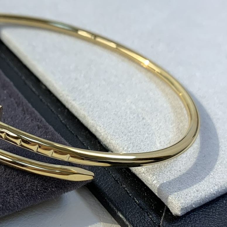 Fine nail without drill size 16-18 bracelet made of pure silver hollow tube with elastic opening and gold plated 18 K top quality brand designer gift for girlfriend 018