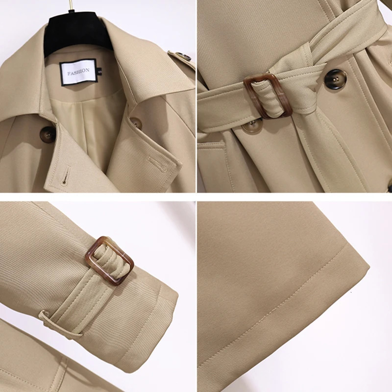 Women British Style Windbreaker Streetwear Double Breasted Long Trench Coats Elegant Autumn Winter Casual Jackets 250822