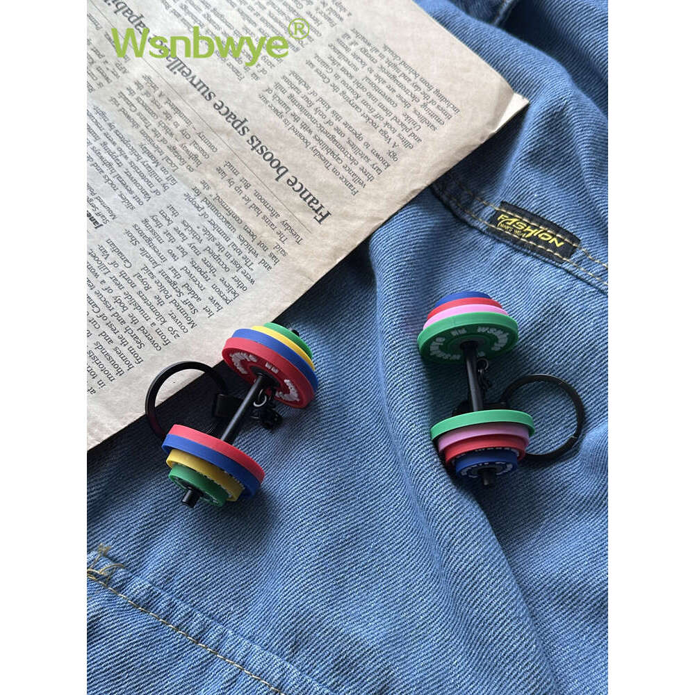 Designer Keychain Bag Charm Keychain Wallet Colorful Dumbbell Keychain Fiess Mini Pendant PVC Rubber Silicone Key Ring Creative Couple Gift