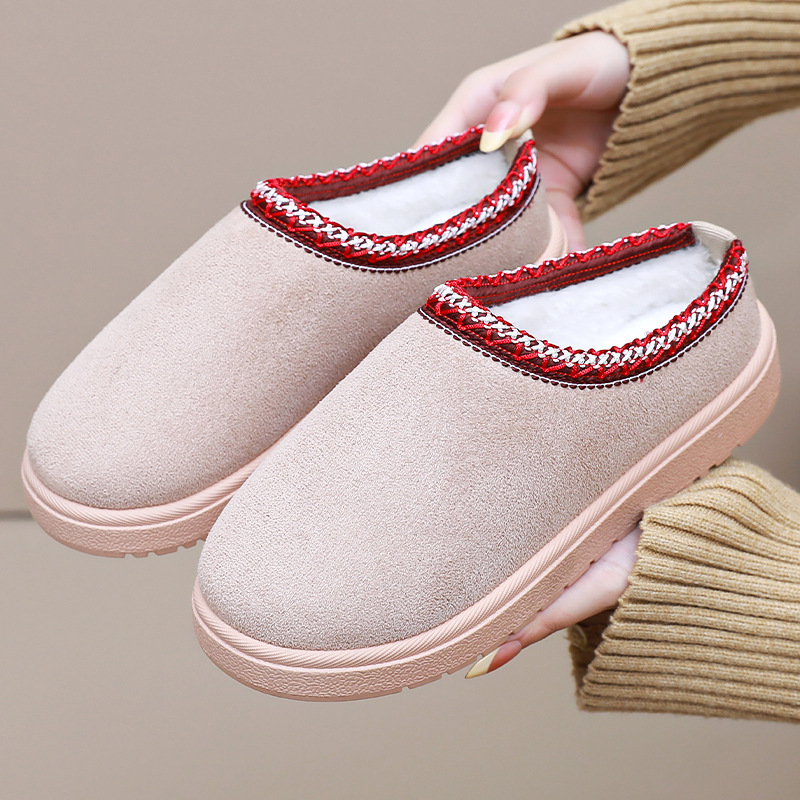 Autumn Winter Designer New Arrival Plush Lined Thickened Lace Thermal Women Cotton Boots