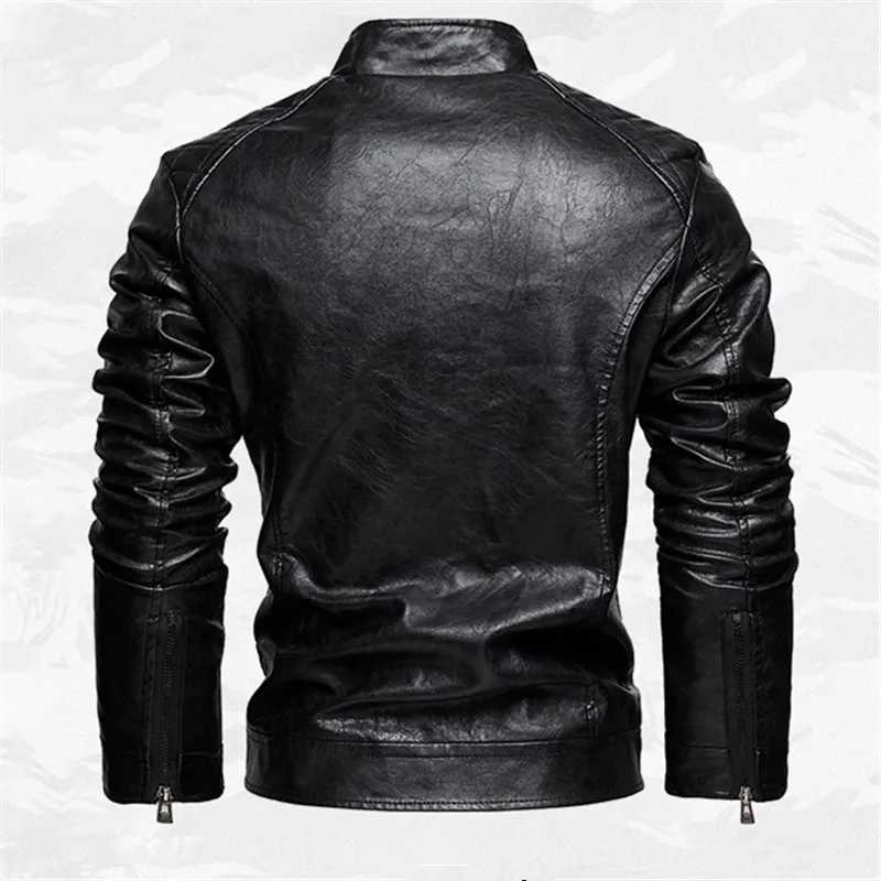 PU Leather Jacket Men Autumn Winter Motorcycles Faux Leather Coats Fashion Men Stand Collar Moto Biker Vintage Casual Outerwear X250822