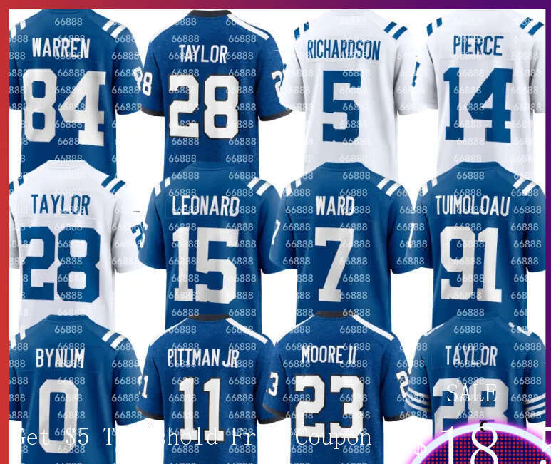 NFL Colts Jersey Jonathan Taylor Charvarius Ward DeForest Buckner JT Tuimoloau Kenny Moore II Daniel Jones Zaire Franklin Laiatu Latu Ashton Dulin Adonai Mitchell
