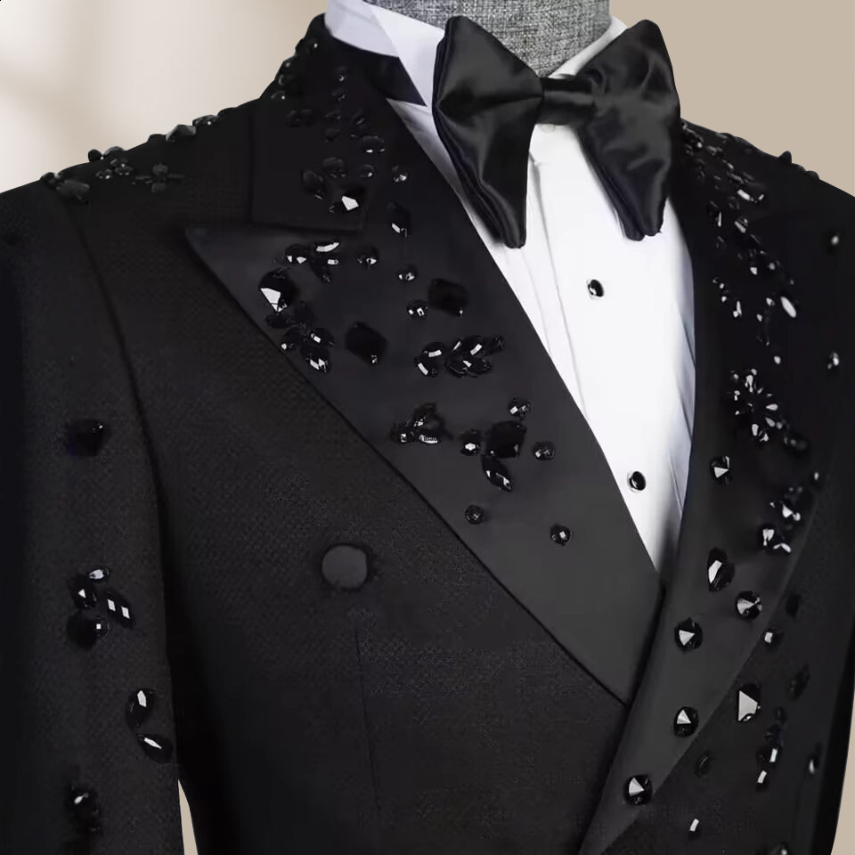 Beading Light Mens Stage Performance Suit Heavy Craftsmanship Niche Concert Slim Fit Suit Set 250822