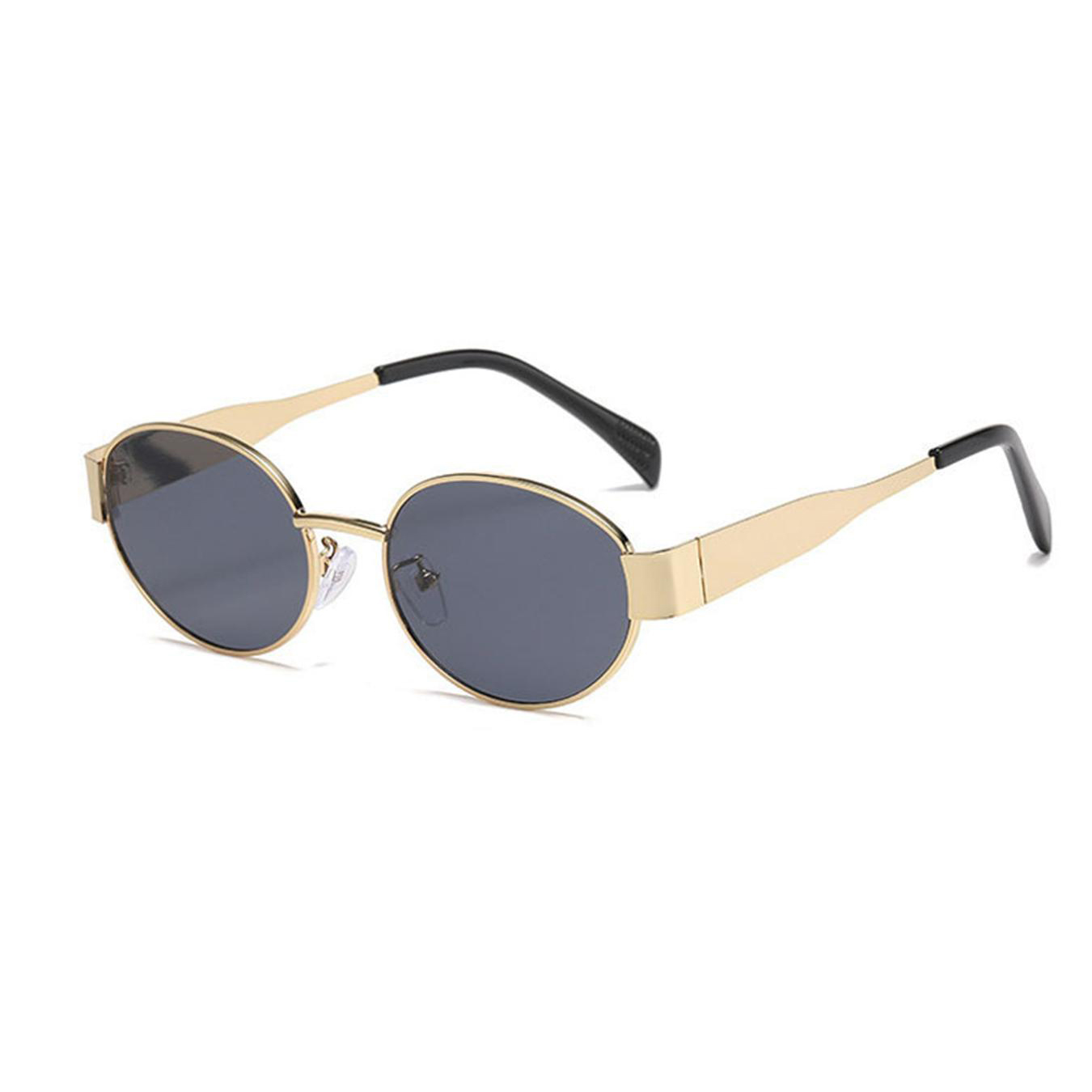 Lucky Hot Selling Fashion Vintage Gold Oval Metal Frame Sun Glasses Men Women Retro Shades Custom LOGO Designer Brand Sunglasses