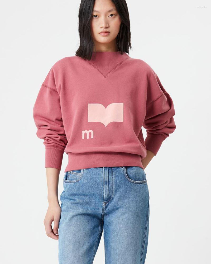 Womens Hoodies Clothes Elegant Autumn All-Match Letter Flocking Printed Sports Style Half-High Neck Loose Terry Sweater S251124