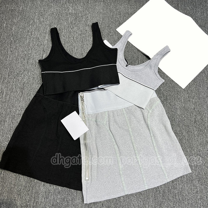 Luxury Letters Webbing Crop Tanks For Women Designer Sexy Gray Mini Skirts Summer Vacation Sporty Yoga Tennis Tank Tops Skirt