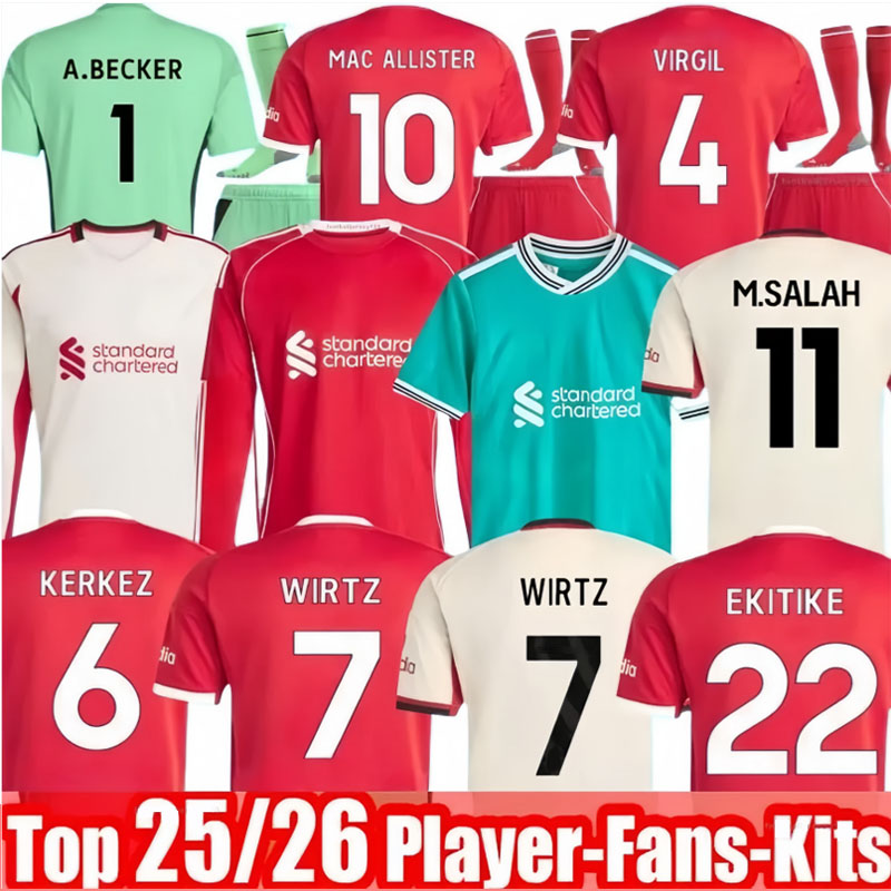 long sleeves Wirtz 25 26 MAC ALLISTER soccer jersey 2025 football shirt goalkeeper SZOBOSZLAI A.BECKER men kids kit SALAH Kerkez DIOGO J FRIMPONG Pre-match Training