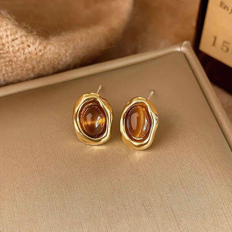 Fashion Jewelry Cute Brown Resin Metal Drop Post Earrings for Women Trendy New Styles Holiday Accessories Wholesale Gifts