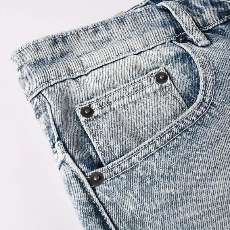 Men's Jeans 90s High-Street Reloaded! Ksub Ripped Embroidered Lettering & High-Rise Button Durable Denim