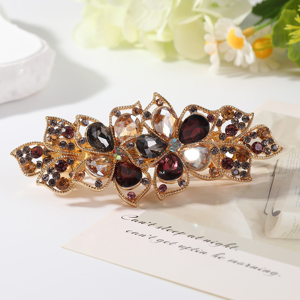 Korean Version New Crystal Women's Hairpin Fashion Back of Head Rhinestone Top Spring Clip Hair Accessory SY-8023