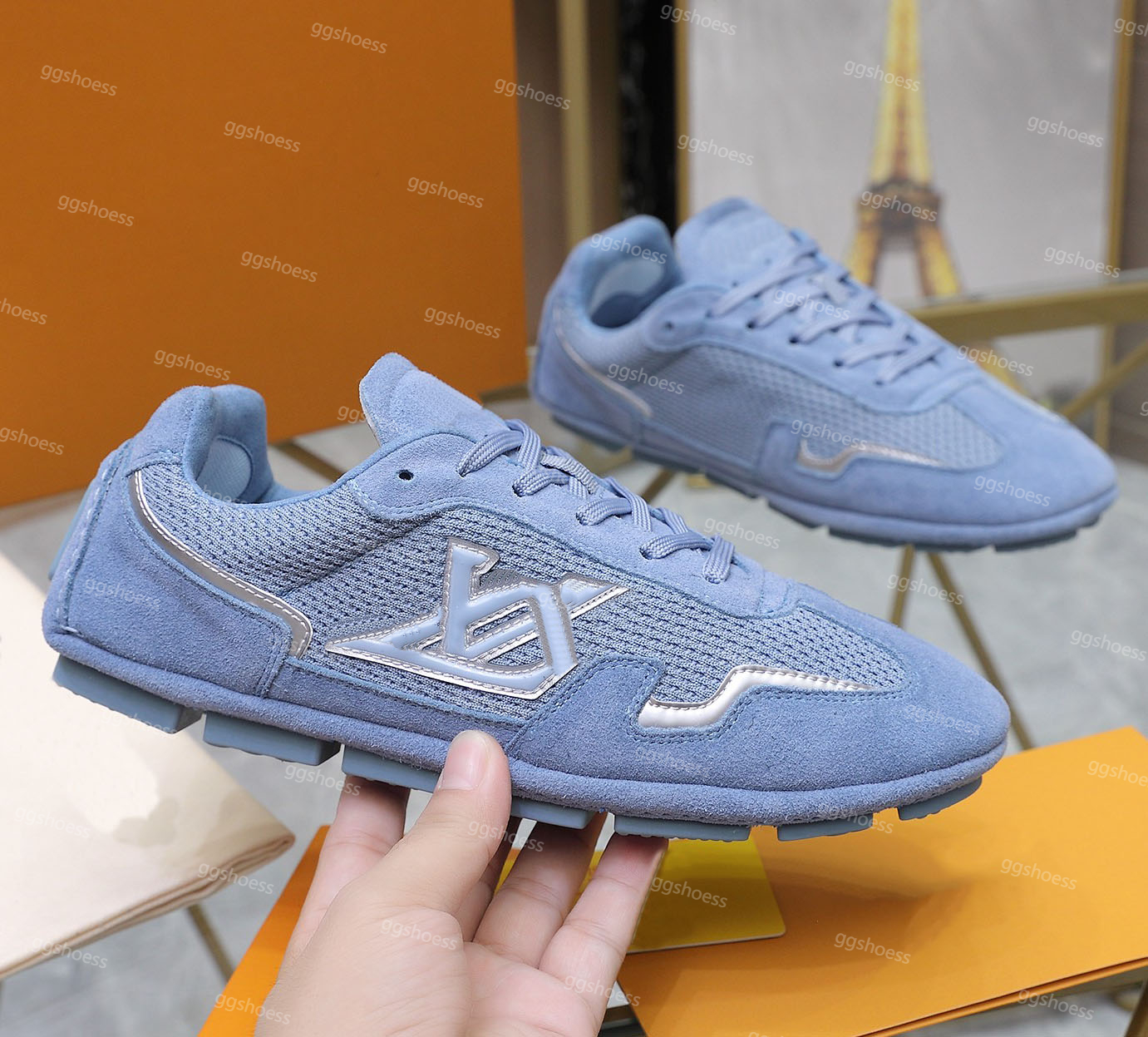 Rally Sneaker Designer Men Mesh Casual Shoes Top Quality Suede Calf Leather Fashion Footprint Trainer Sneakers Size 39-45