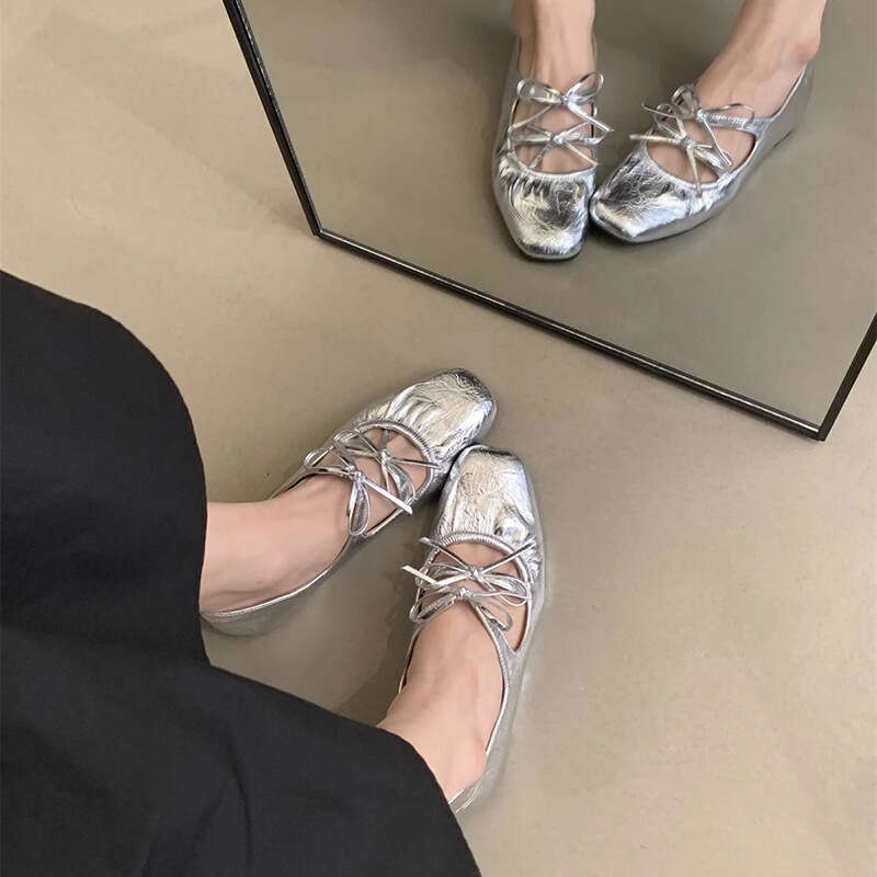 Jia Xi Tian Shi Silver Hidden Heel for Women Gentle Fairy Style Evening Thick Sole Mary Jane Shoes