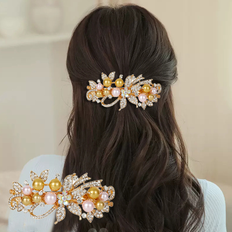 Pearl Back of Head Hairpin Bun Large Horizontal Women's Accessories Ponytail Clip Mom Hair Ornament SY-8003
