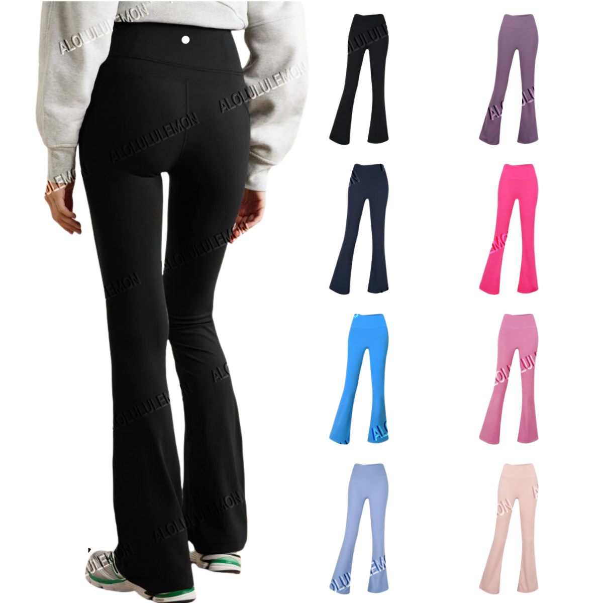 2025 5A Workout trendy designer yoga jacket high end simple gym women clothing Comfortable pure color athletic luluness lemonlies Bell-bottoms leggings