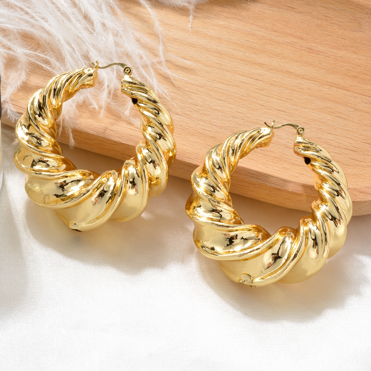 African Nigeria Fashion Big Drop Earrings Exquisite Copper Large Style Stereoscopic For Women Party Wedding Gifts 250327