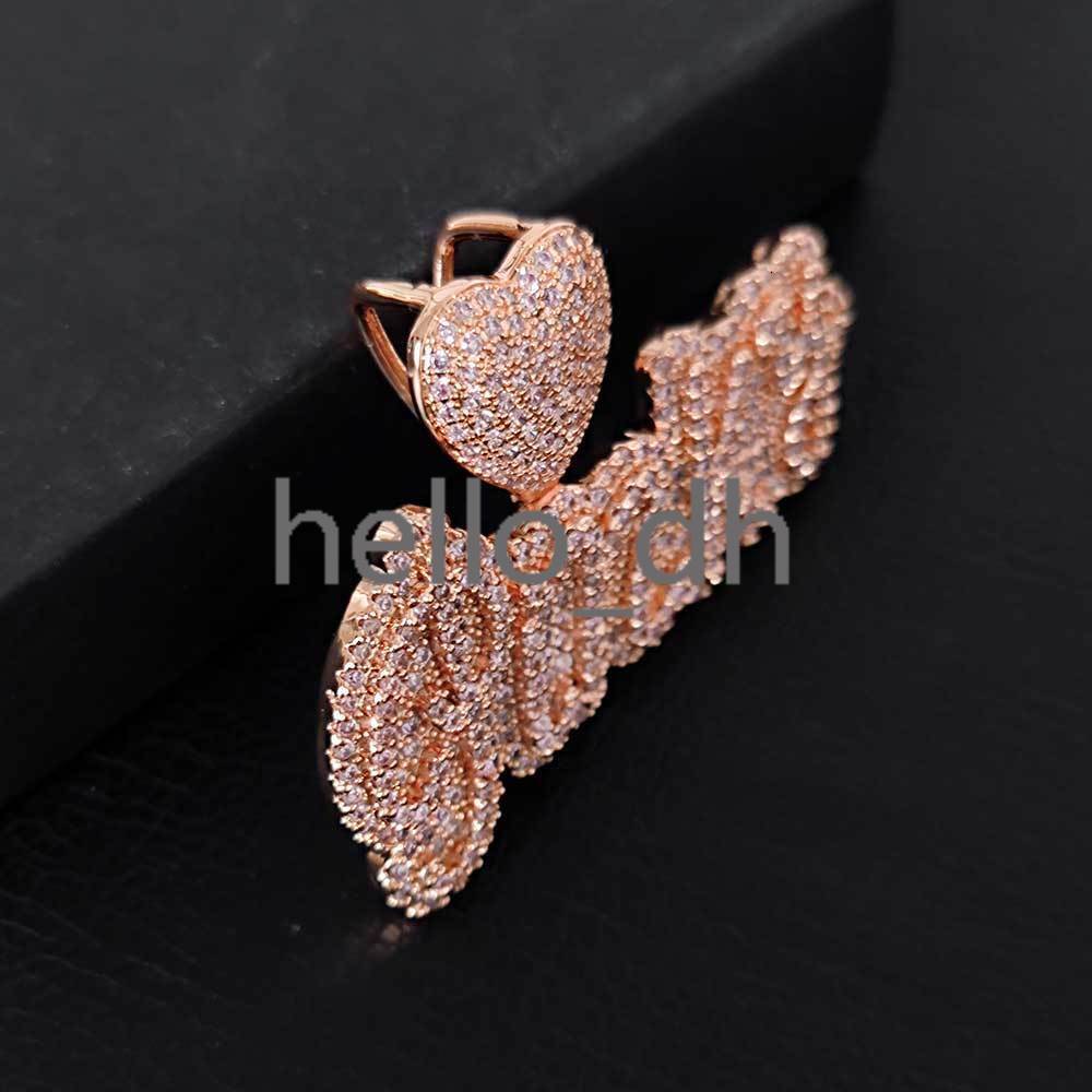 Personalized Custom Letter Pendant Necklace Rose Gold Iced Out moissanite Heart Hook Cursive Name Necklace
