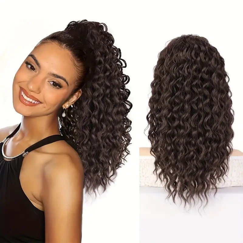 Ponytail Hair Extensions for Women With Small Curly Fluffy Brawstring Ponytail j15