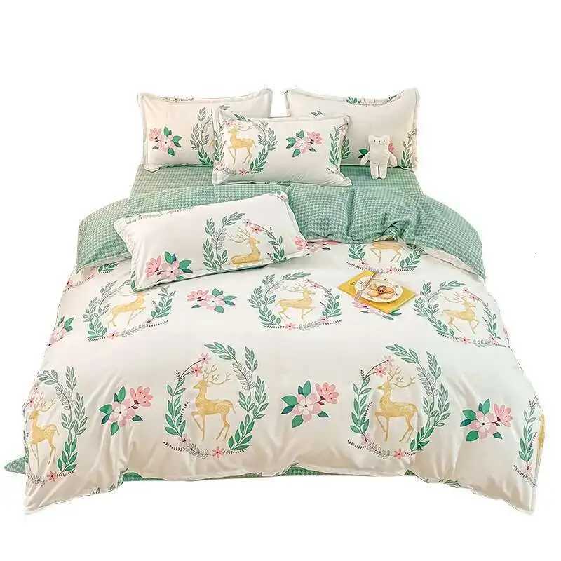 New Designer Matted Four-piece Set Thick Sheet Quilt Cover Summer Washed Cotton Student Three-piece Luxury Bedding G250822