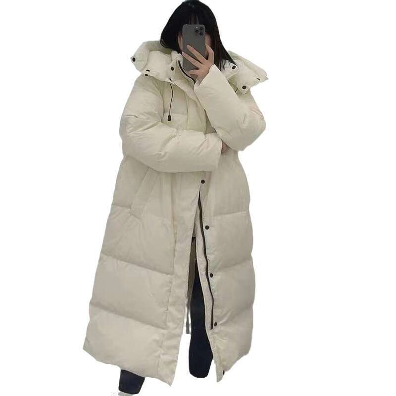 Cream Color Mid-Length for Women, High-End Feel, Winter Women's Coat, New Duck Pinghu Down Jacket