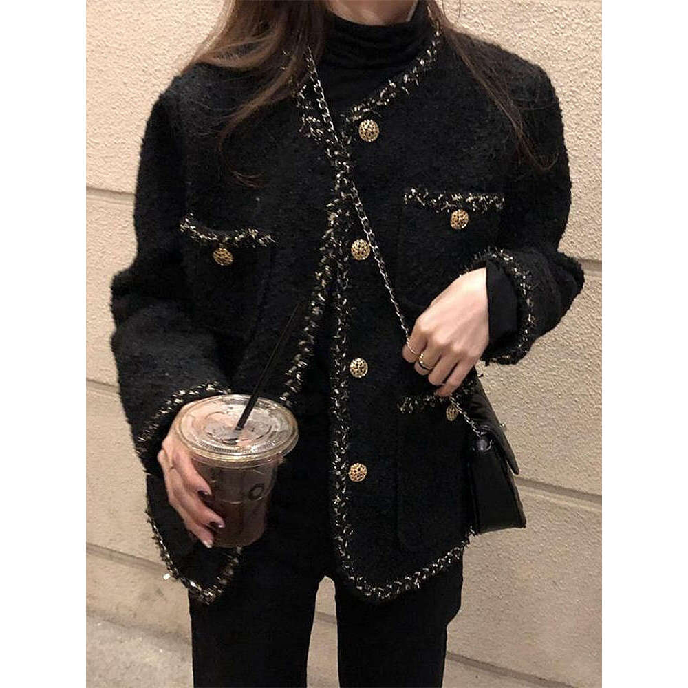 Lanjia- Chanel Style Women's Spring Autumn Loose Korean Version French Woven Tweed Casual Slimming Short Jacket Top Trendy 862Ea