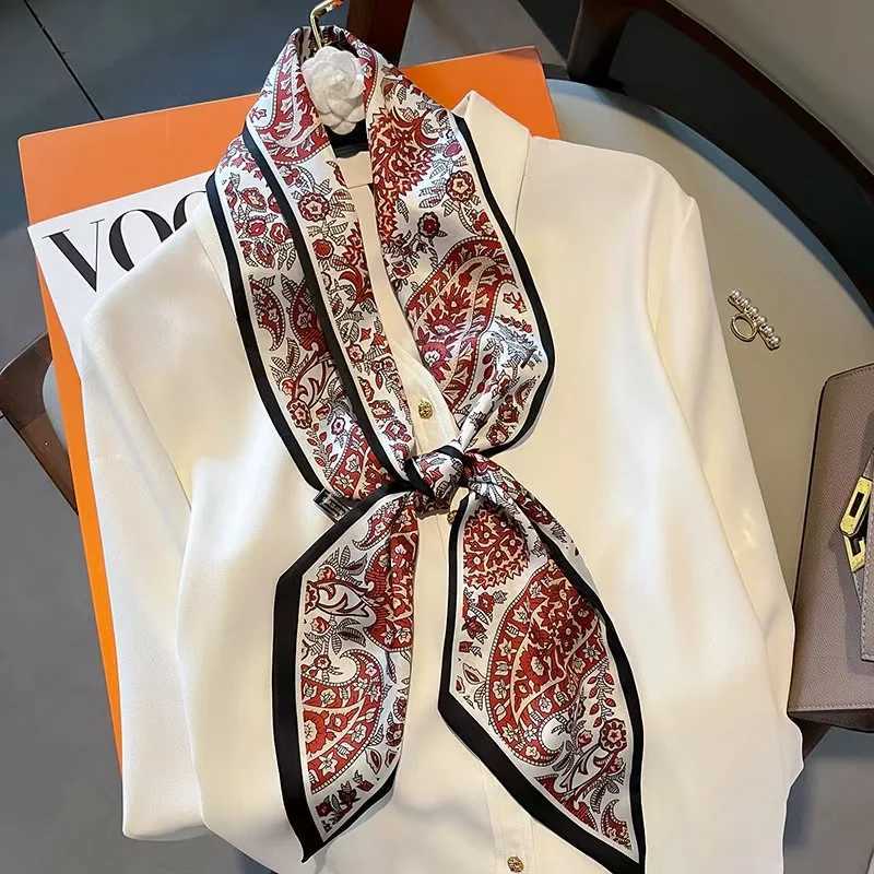 Luxury Design Long Silk Scarf Women Summer Fashion Bag Handle Ribbon Ladies Horse Print Headband Small Hair Scarves Female XJ250822