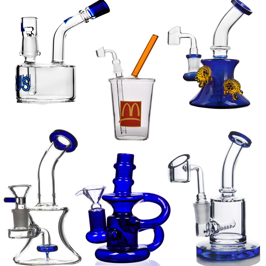 Glass bongs Hookahs Oil Rigs Smoking Water pipes glass Bubbler 14mm Bowl Thick beaker dab rigs Accessory