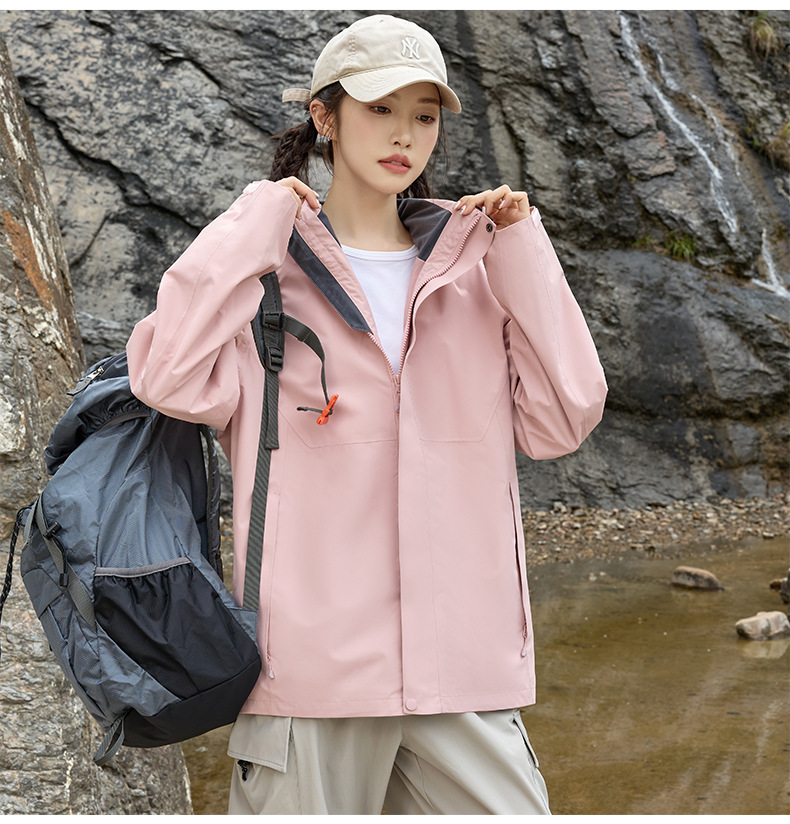 Three-proof jacket for men and women new spring and autumn outdoor windproof and waterproof single-layer hooded casual jacket