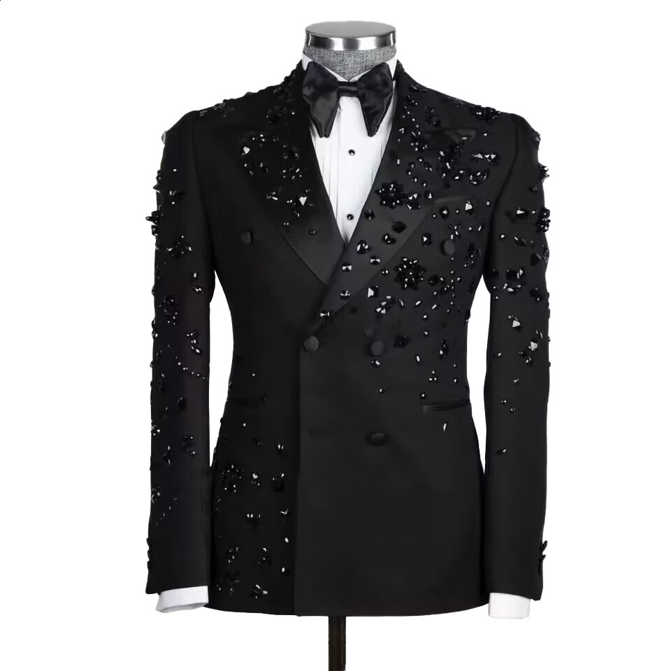 Beading Light Mens Stage Performance Suit Heavy Craftsmanship Niche Concert Slim Fit Suit Set 250822