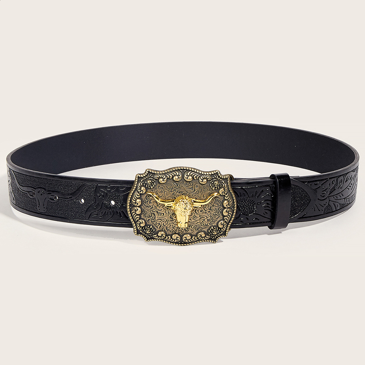 Mens Western Embossed Genuine Leather Belts with Golden Cowboy Longhorn Bull Buckle Belt Business Waist Straps For Men Droping 250701