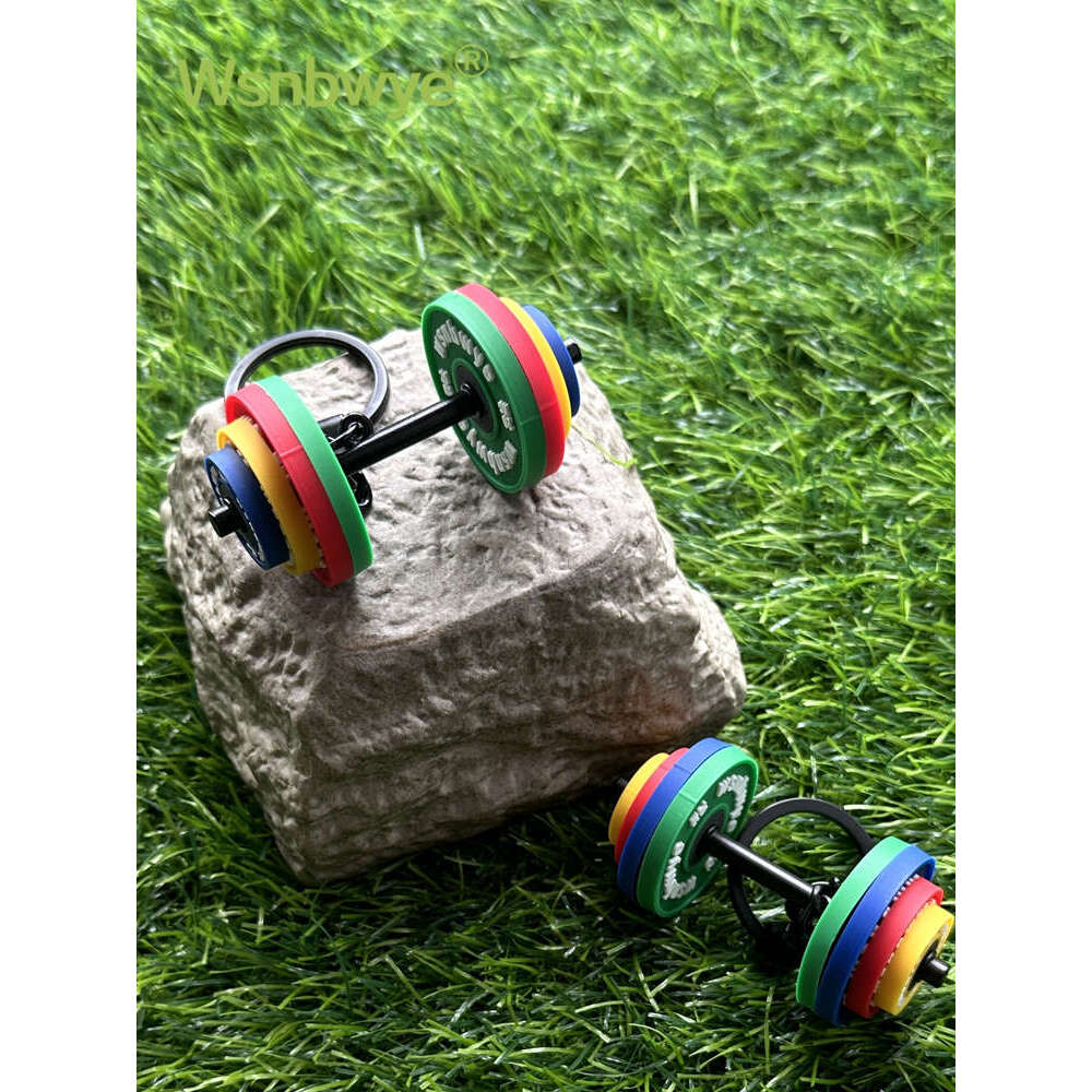 Designer Keychain Bag Charm Keychain Wallet Colorful Dumbbell Keychain Fiess Mini Pendant PVC Rubber Silicone Key Ring Creative Couple Gift