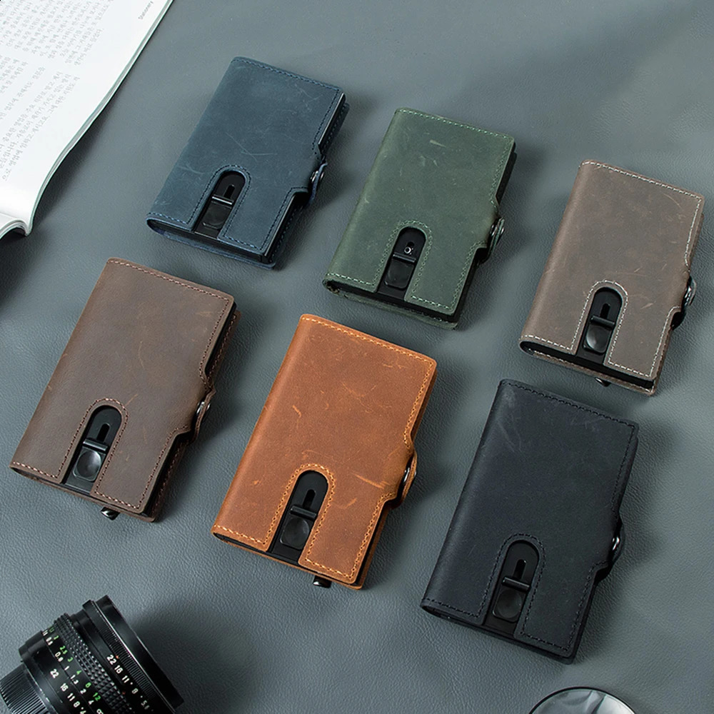 CASEKEY Men Wallets 100 Genuine Cow Leather Popup Short Card Holder Purse High Quality Male Wallet Tarjeteros Para Hombre 251023