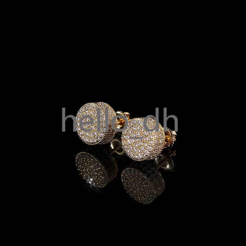 Hip Hop Jewelry Diamond Earrings Full Pave moissanite moissaniteia Flat Cylindrical Screw Back Earrings
