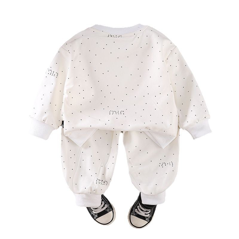 2025 Latest Girls' Spring Suit Fashionable Baby Clothes Casual Long Sleeve Sweatshirt Two Piece 1 Year Old Toddler Cool clothing sets pink white 