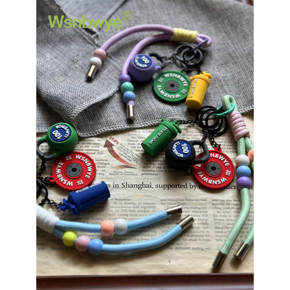 Designer Keychain Bag Charm Keychain Wallet PVC Silicone Mini Barbell Plate Sports Fiess Small Pendant Keychain Gift
